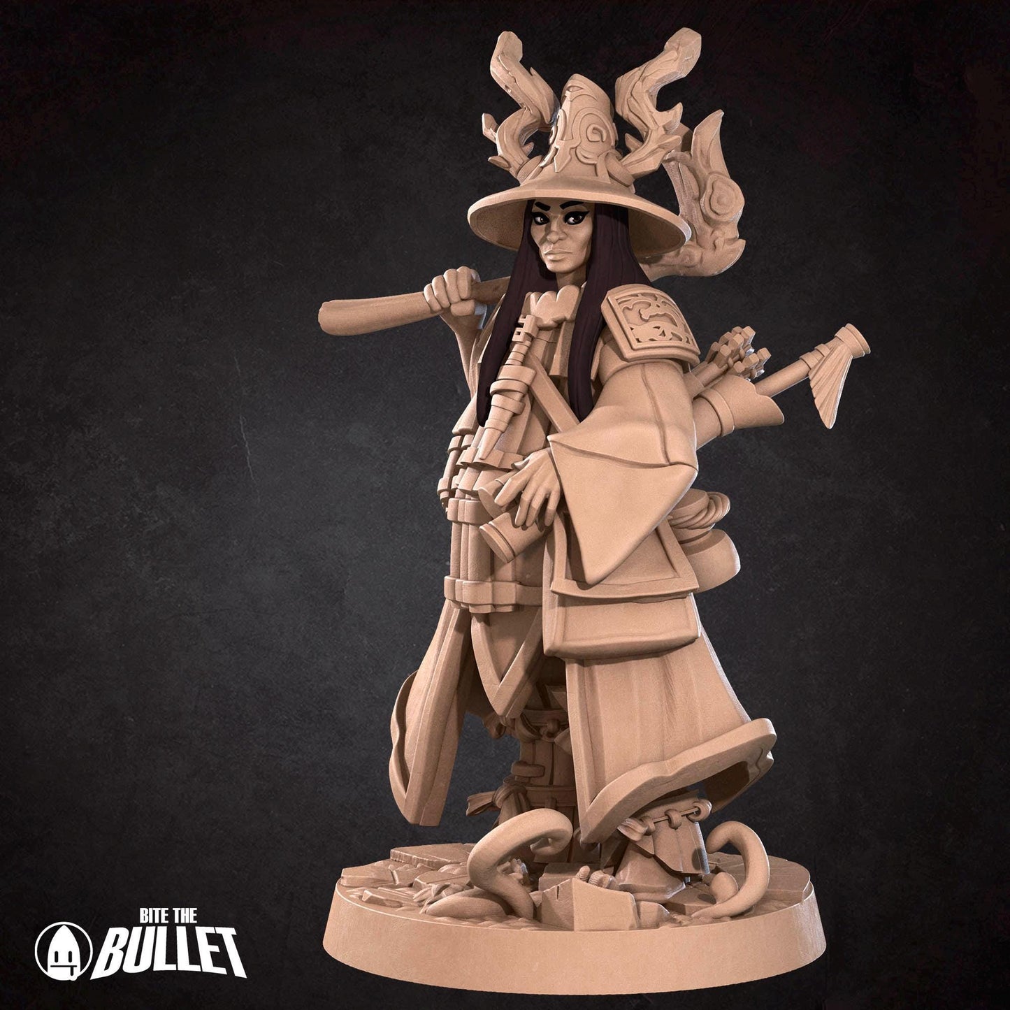 Human Animist With Deer Companion | Iconic Heroes | Bite The Bullet | 35mm Scale | Resin Printed Tabletop RPG Miniature Figures | DND | 5E
