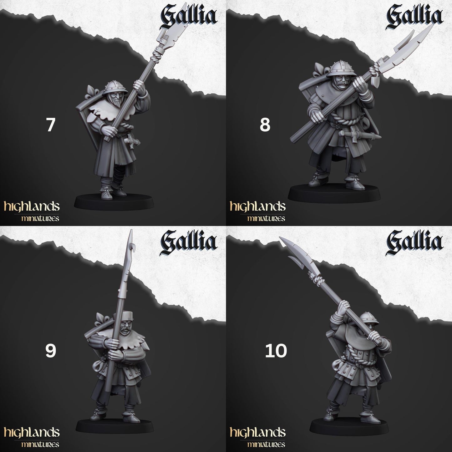 Gallia Men At Arms | Gallia | Highland Miniatures | 32mm Scale Resin Tabletop RPG Figures for Roleplaying and Wargaming