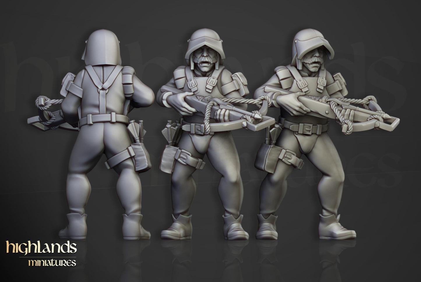 Sunland Crossbowmen Militia | Sunland | Highland Miniatures | 32mm Scale Resin Tabletop RPG Figures for Roleplaying and Wargaming