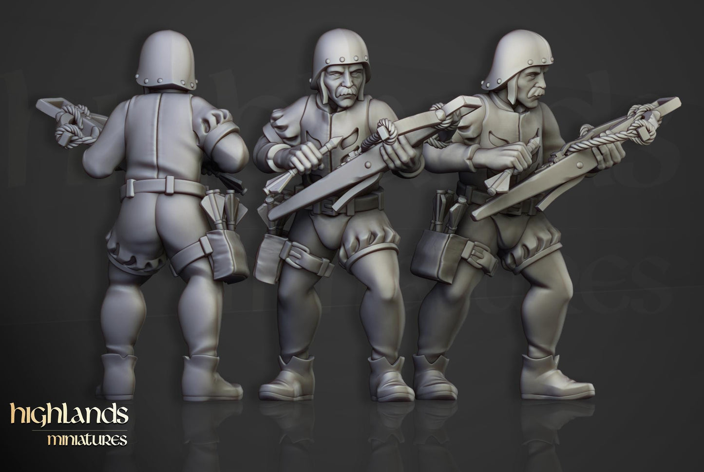 Sunland Crossbowmen Militia | Sunland | Highland Miniatures | 32mm Scale Resin Tabletop RPG Figures for Roleplaying and Wargaming
