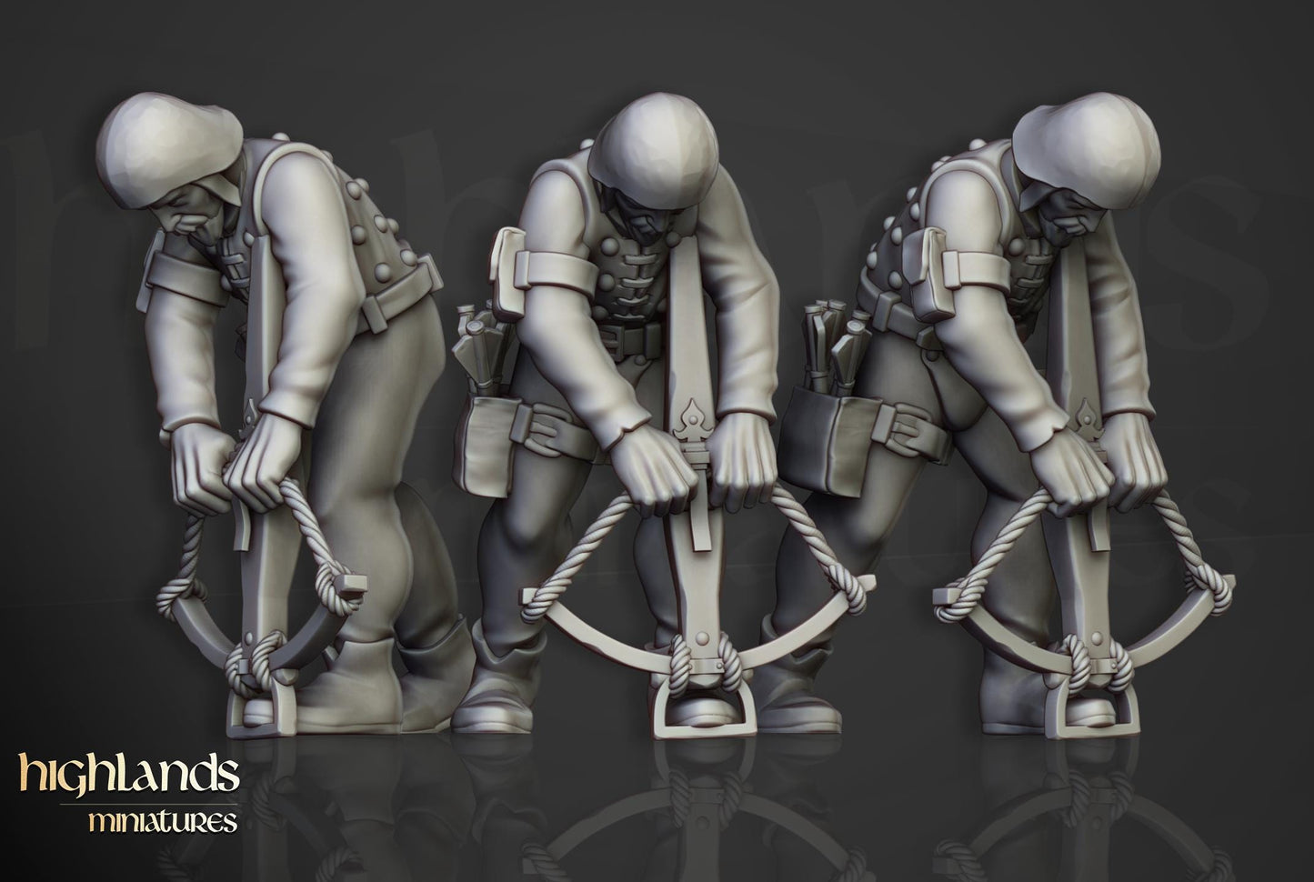 Sunland Crossbowmen Militia | Sunland | Highland Miniatures | 32mm Scale Resin Tabletop RPG Figures for Roleplaying and Wargaming