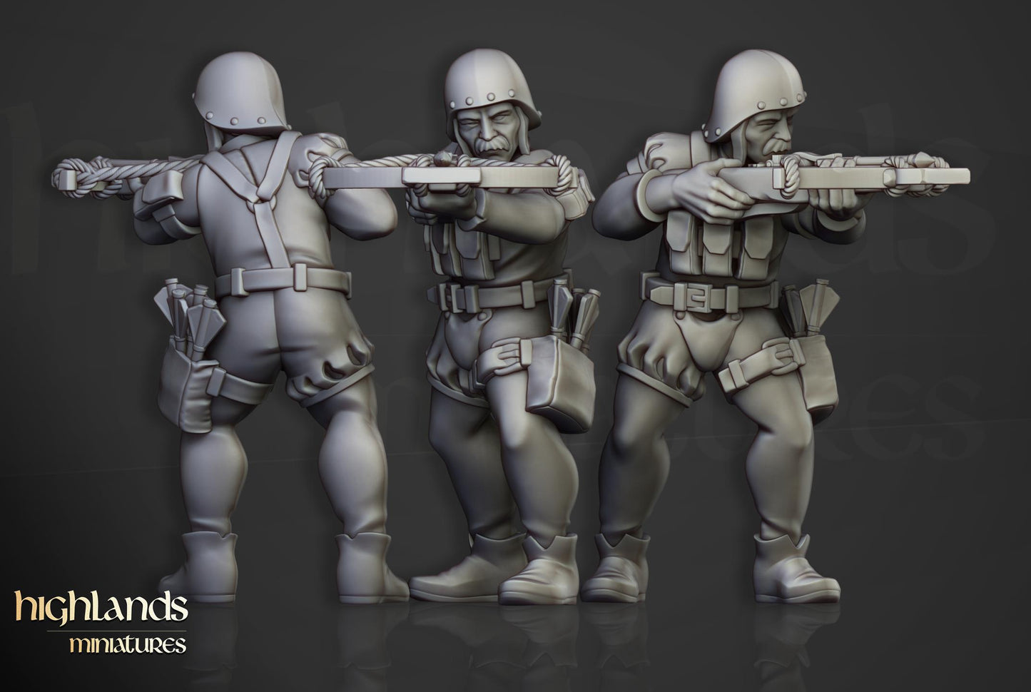 Sunland Crossbowmen Militia | Sunland | Highland Miniatures | 32mm Scale Resin Tabletop RPG Figures for Roleplaying and Wargaming