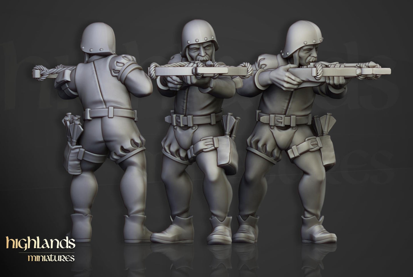 Sunland Crossbowmen Militia | Sunland | Highland Miniatures | 32mm Scale Resin Tabletop RPG Figures for Roleplaying and Wargaming