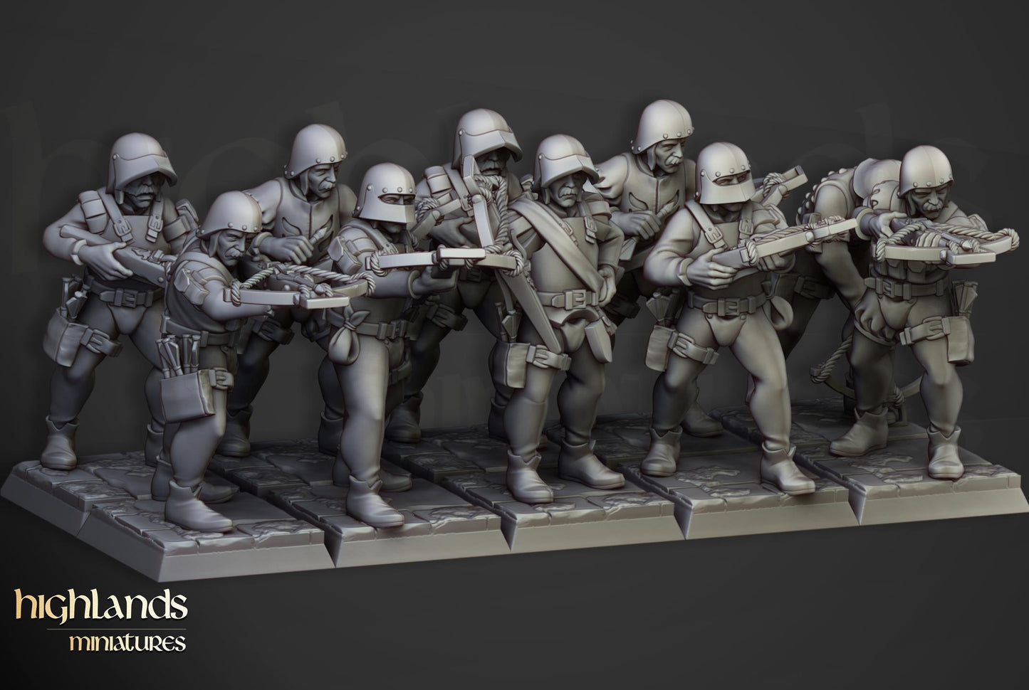 Sunland Crossbowmen Militia | Sunland | Highland Miniatures | 32mm Scale Resin Tabletop RPG Figures for Roleplaying and Wargaming