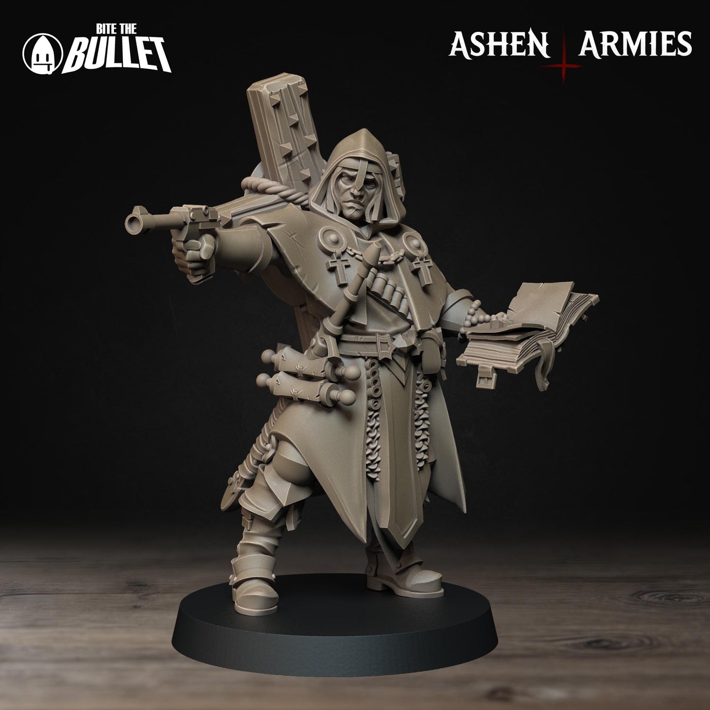 Trench Cleric | Bullet Crusade: Sanctified Legion | Bite The Bullet | 35mm Scale | Resin Printed Tabletop RPG Miniature Figures