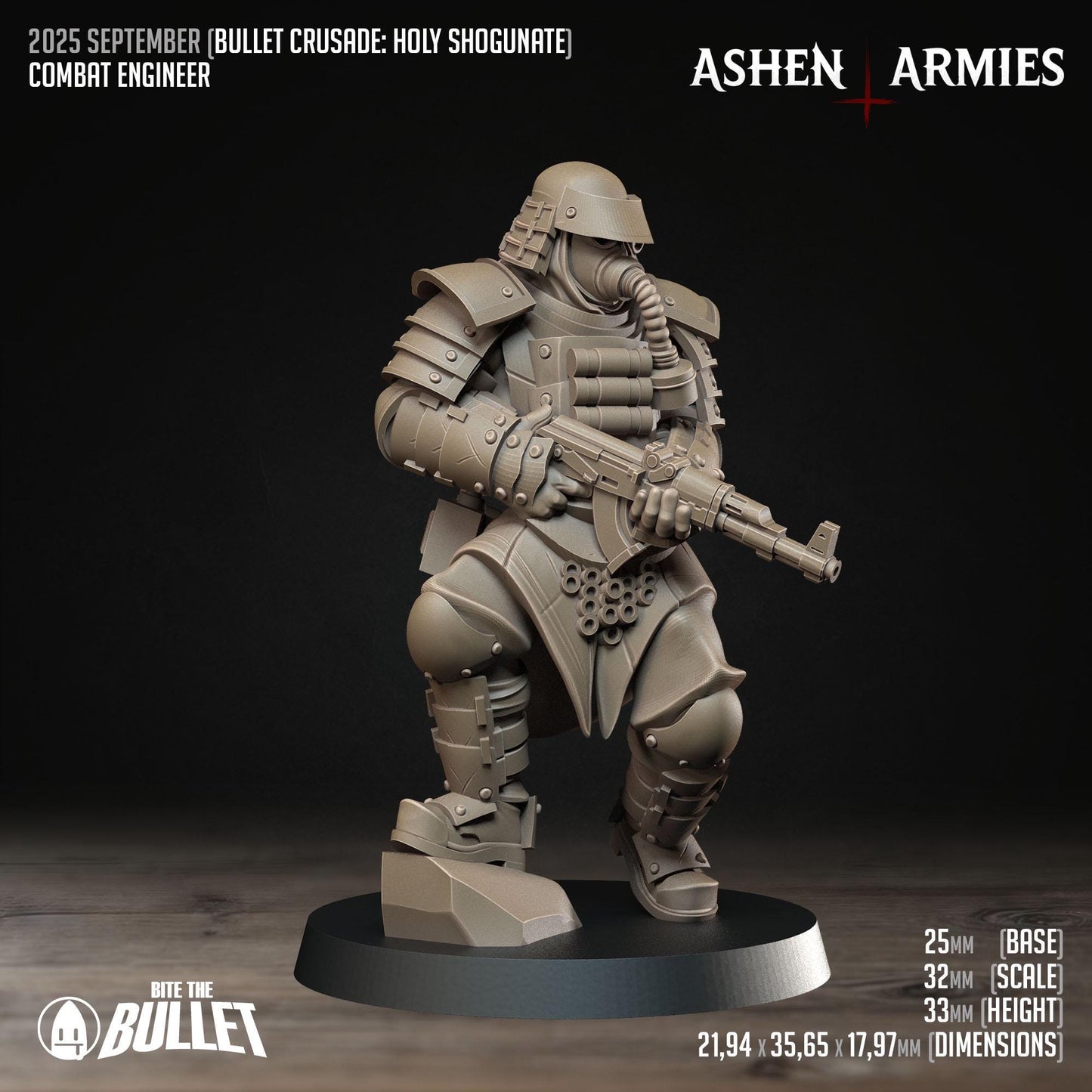Combat Engineer | Bullet Crusade: Holy Shogunate | Bite The Bullet | 35mm Scale | Resin Printed Tabletop RPG Miniature Figures