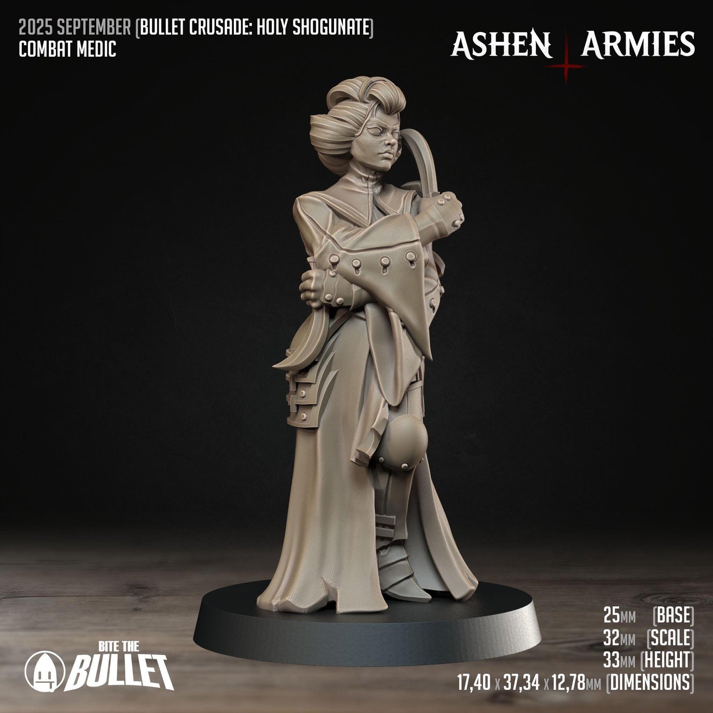 Combat Medic | Bullet Crusade: Holy Shogunate | Bite The Bullet | 35mm Scale | Resin Printed Tabletop RPG Miniature Figures