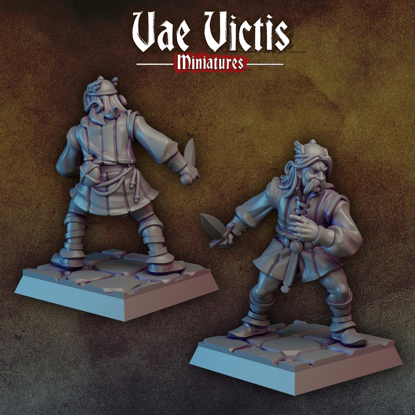 Moustache Warrior | Vae Victis Miniatures | 32mm Scale Resin Printed Tabletop RPG Figures for Tabletop Roleplaying or Wargaming