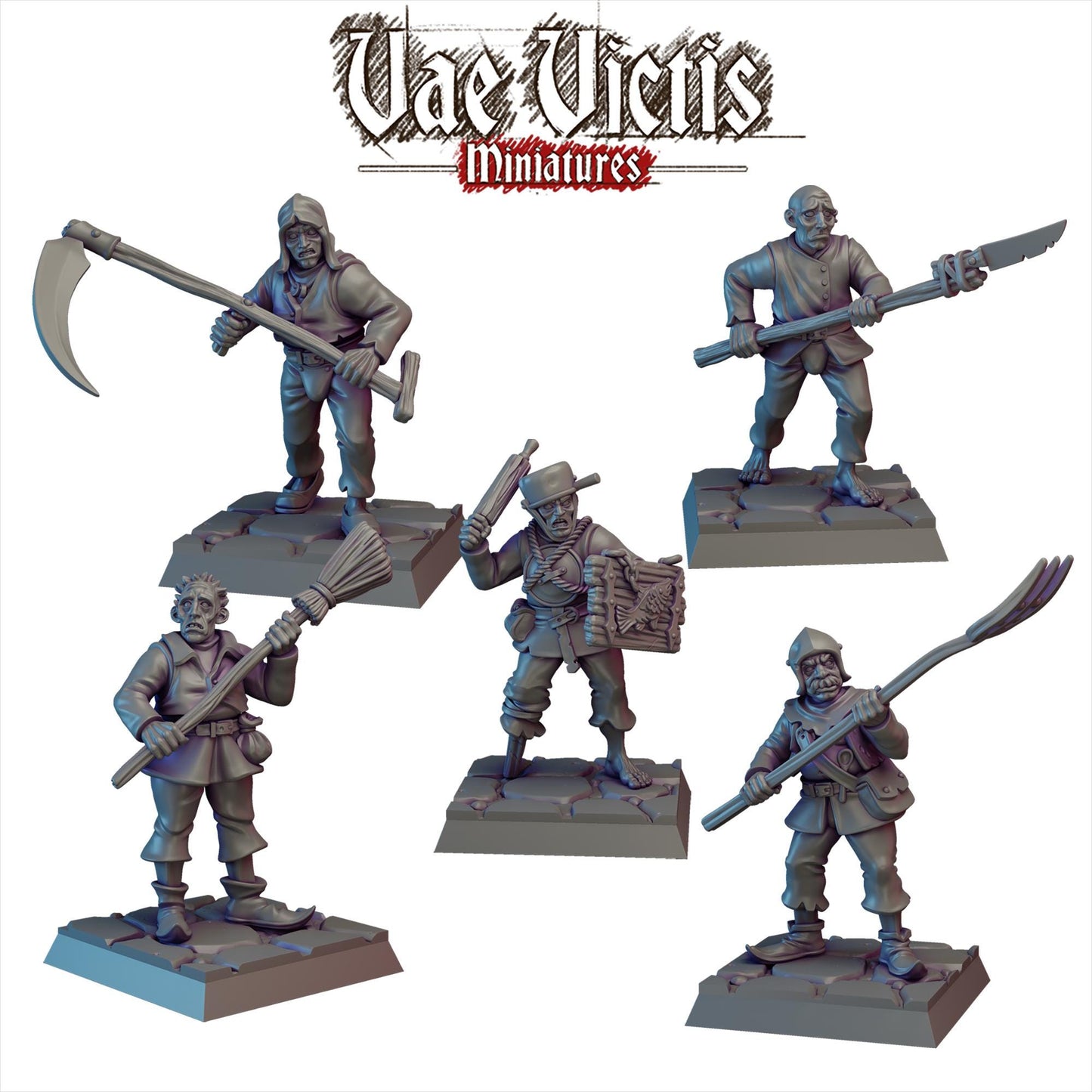 Peasant Revolt Set | Vae Victis Miniatures | 32mm Scale Resin Printed Tabletop RPG Figures for Tabletop Roleplaying or Wargaming