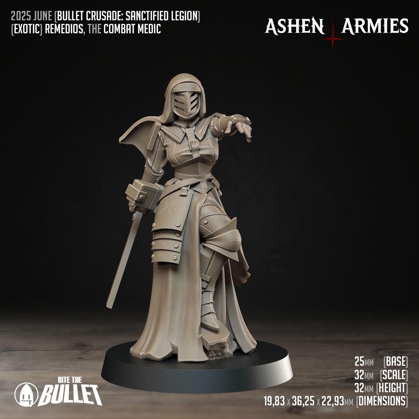 Combat Medic | Bullet Crusade: Sanctified Legion | Bite The Bullet | 35mm Scale | Resin Printed Tabletop RPG Miniature Figures