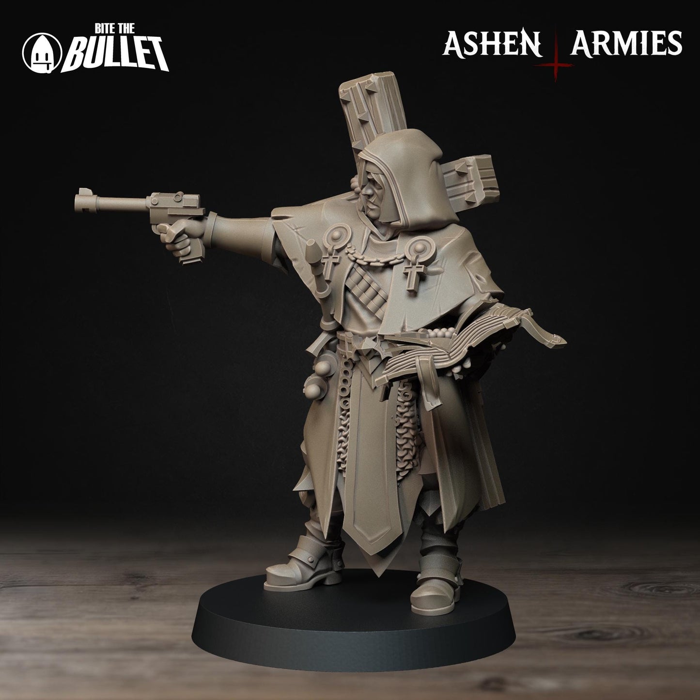 Trench Cleric | Bullet Crusade: Sanctified Legion | Bite The Bullet | 35mm Scale | Resin Printed Tabletop RPG Miniature Figures