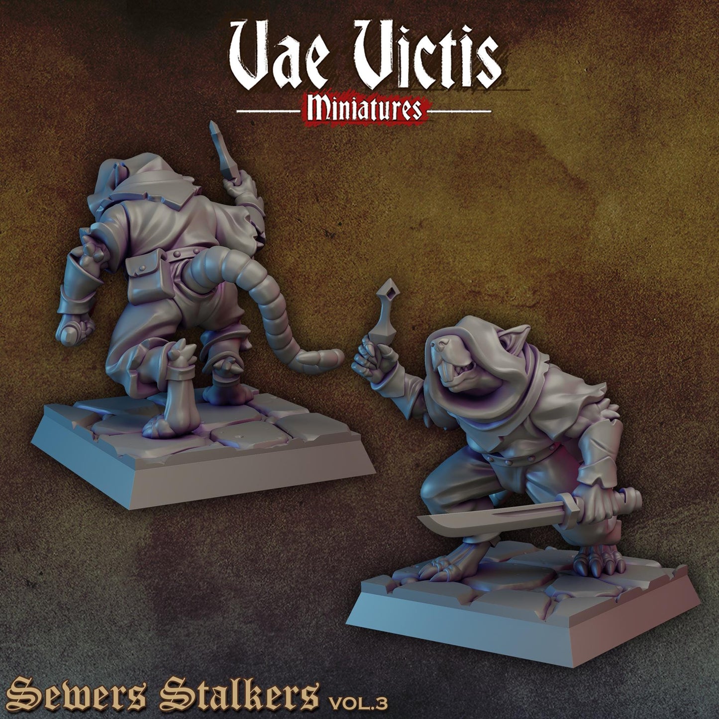 Ratfolk Sewer Stalkers Vol 3 | Vae Victis Miniatures | 32mm Scale Resin Printed Tabletop RPG Figures for Tabletop Roleplaying or Wargaming