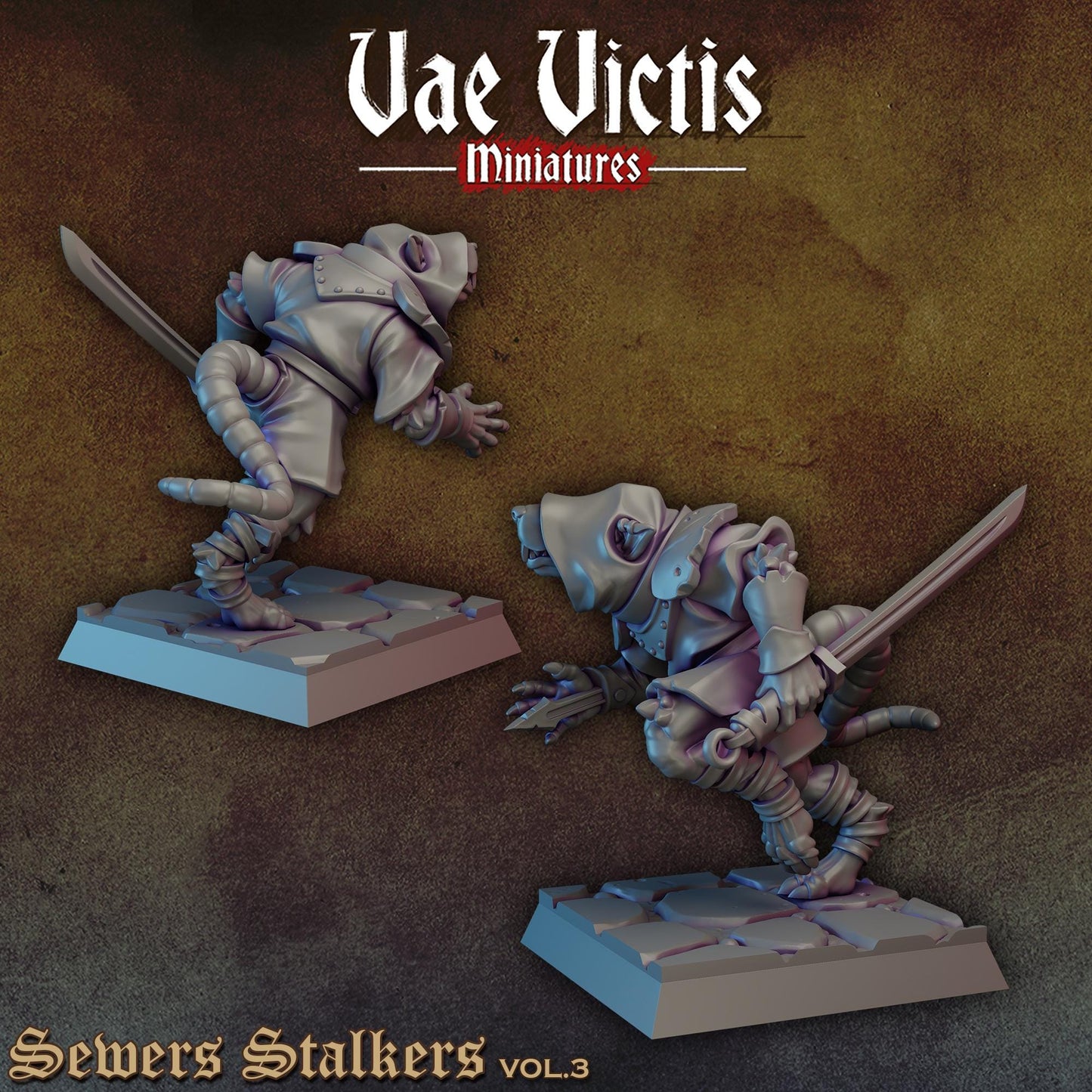 Ratfolk Sewer Stalkers Vol 3 | Vae Victis Miniatures | 32mm Scale Resin Printed Tabletop RPG Figures for Tabletop Roleplaying or Wargaming