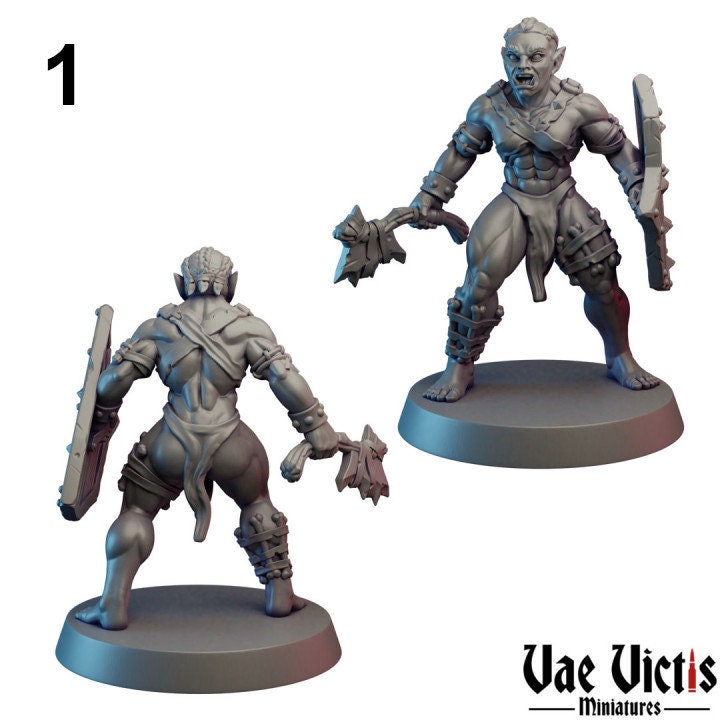 Orc Soldier Set (6 Minis) | Vae Victis Miniatures | Axes | Sword | Shield | Resin | Tabletop | Miniatures | TTRPG | DND | 5E