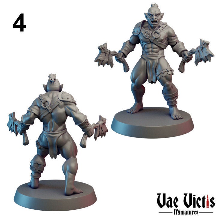 Orc Soldier Set (6 Minis) | Vae Victis Miniatures | Axes | Sword | Shield | Resin | Tabletop | Miniatures | TTRPG | DND | 5E