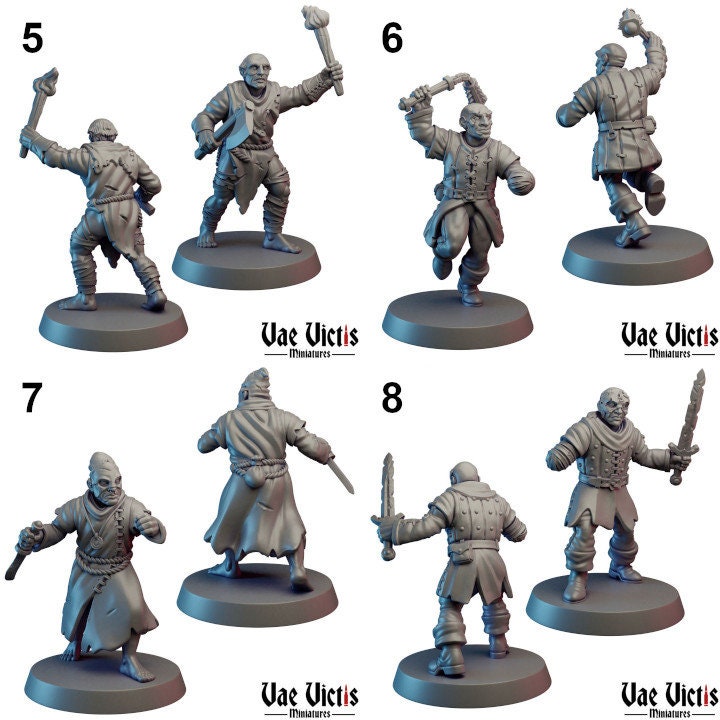 Cultist Set (11 Minis) | Vae Victis Miniatures | Archer | Spear | Resin | Tabletop | Miniatures | TTRPG | DND | 5E