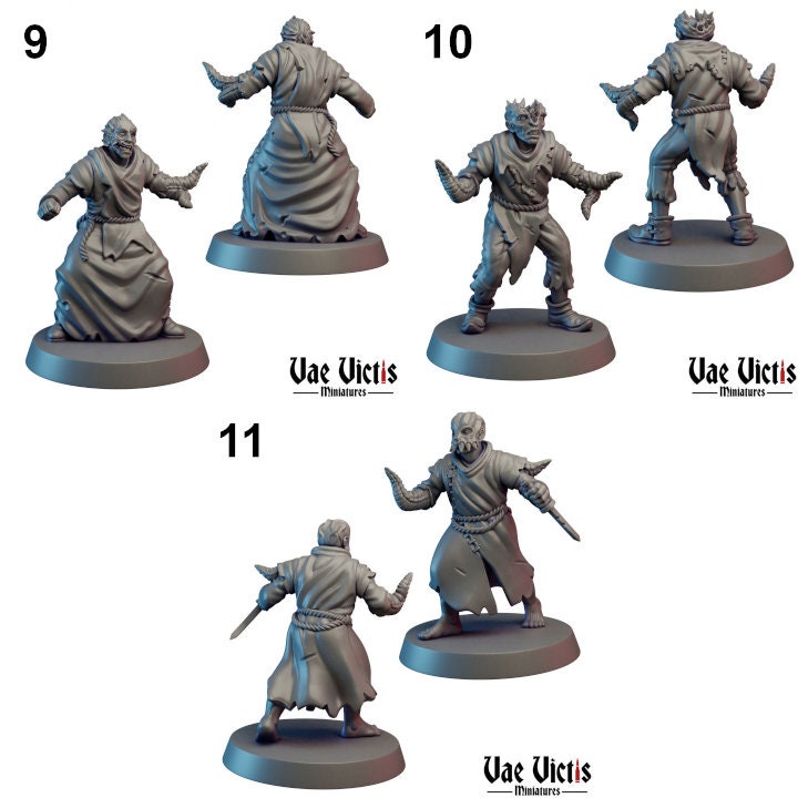 Cultist Set (11 Minis) | Vae Victis Miniatures | Archer | Spear | Resin | Tabletop | Miniatures | TTRPG | DND | 5E