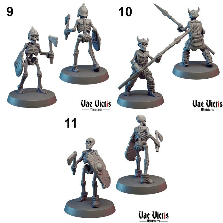 Skeleton Soldier Set (13 Minis) | Vae Victis Miniatures | Archer | Spear | Resin | Tabletop | Miniatures | TTRPG | DND | 5E