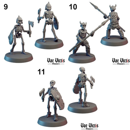 Skeleton Soldier Set (13 Minis) | Vae Victis Miniatures | Archer | Spear | Resin | Tabletop | Miniatures | TTRPG | DND | 5E