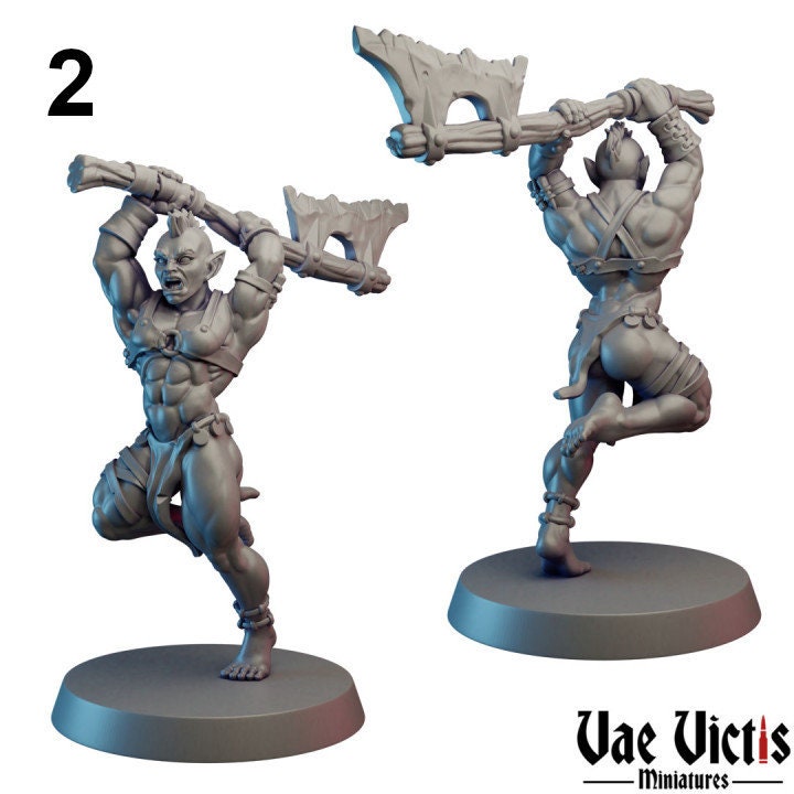 Orc Soldier Set (6 Minis) | Vae Victis Miniatures | Axes | Sword | Shield | Resin | Tabletop | Miniatures | TTRPG | DND | 5E