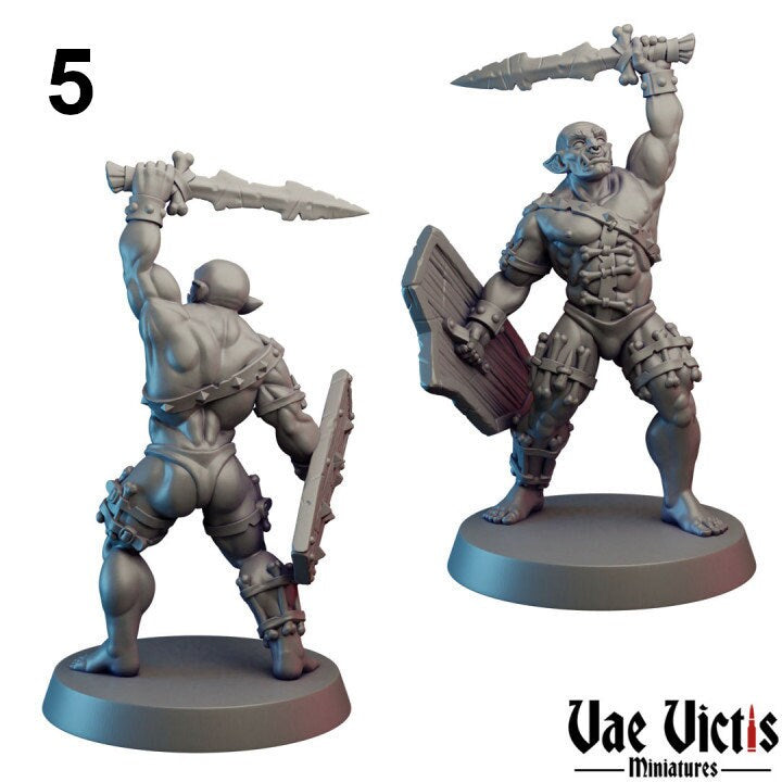 Orc Soldier Set (6 Minis) | Vae Victis Miniatures | Axes | Sword | Shield | Resin | Tabletop | Miniatures | TTRPG | DND | 5E