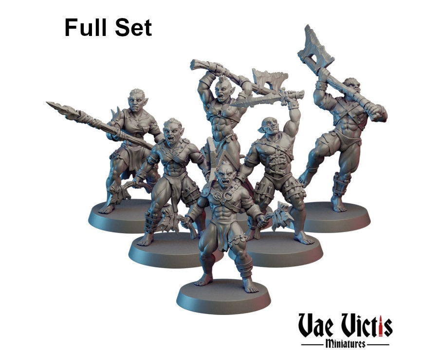 Orc Soldier Set (6 Minis) | Vae Victis Miniatures | Axes | Sword | Shield | Resin | Tabletop | Miniatures | TTRPG | DND | 5E