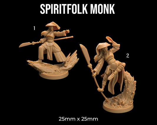 Spiritfolk Monk | Dragon Trappers Lodge | Mini | One Page Rules | 32mm | Resin | Tabletop | Miniatures | TTRPG | DND | 5E | OPR