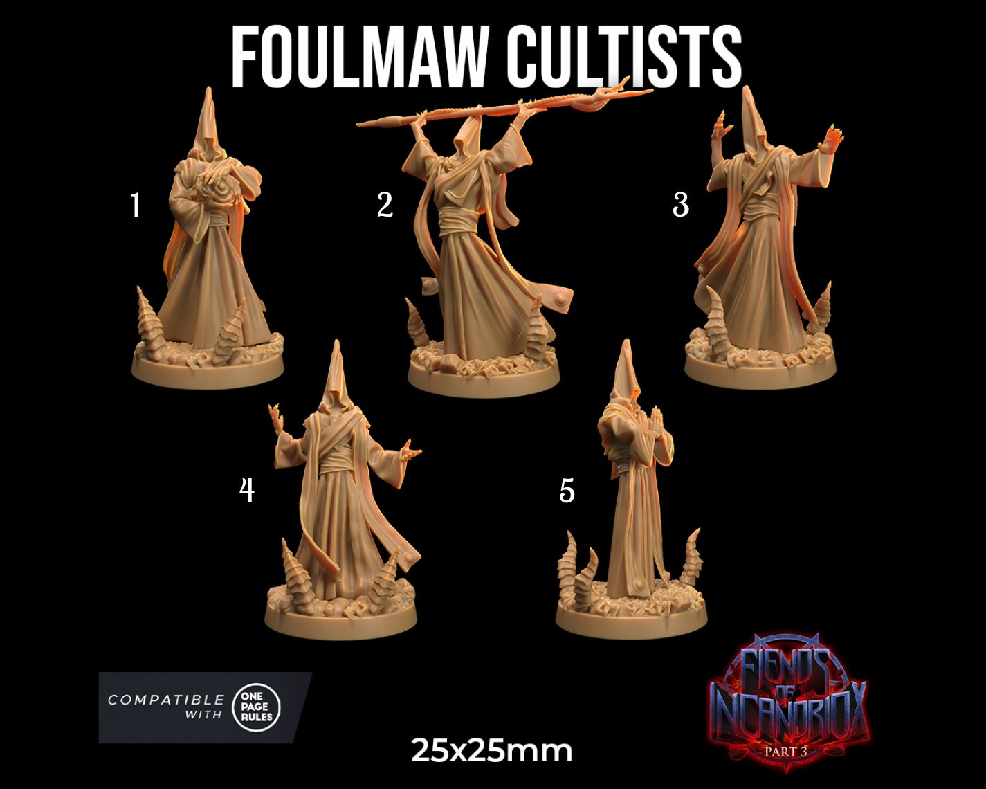 Foulmaw Cultists | Dragon Trappers Lodge | One Page Rules | 32mm | Resin Printed Tabletop RPG Figures | DND | 5E |