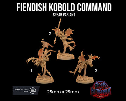Fiendish Kobold Command | Dragon Trappers Lodge | Fiends of Incandriox | 32mm | Resin | Tabletop | Miniatures | TTRPG | DND | 5E | OPR