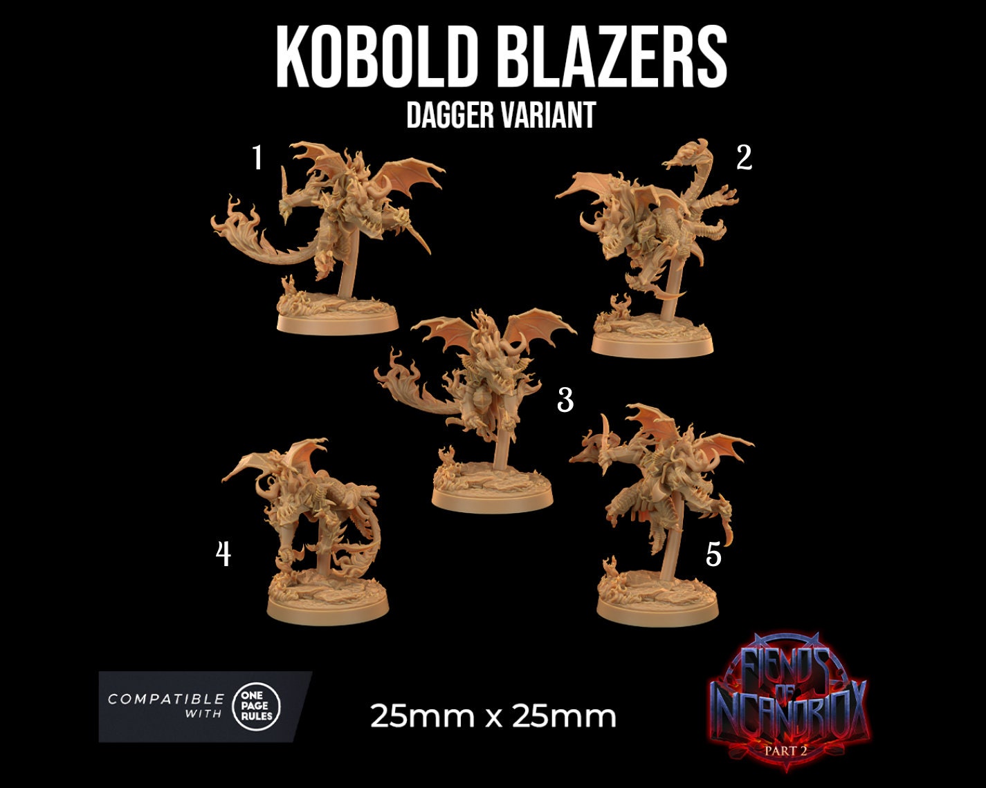 Kobold Blazers | Dragon Trappers Lodge | Fiends of Incandriox | 32mm | Resin | Tabletop | Miniatures | TTRPG | DND | 5E | OPR