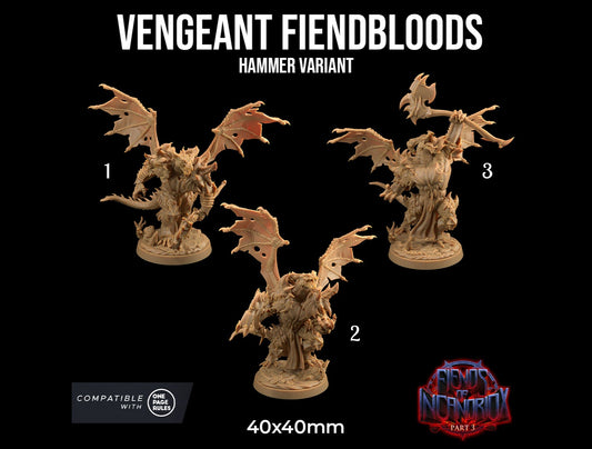 Vengeant Fiendbloods | Dragon Trappers Lodge | Fiends of Incandriox | 32mm | Resin | Tabletop | Miniatures | TTRPG | DND | 5E | OPR