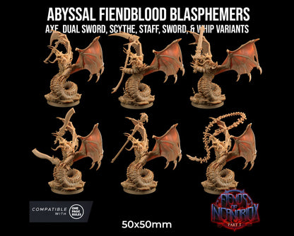 Abyssal Fiendblood Blasphemers | Dragon Trappers Lodge | Fiends of Incandriox | 32mm | Resin | Tabletop | Miniatures | TTRPG | DND | 5E