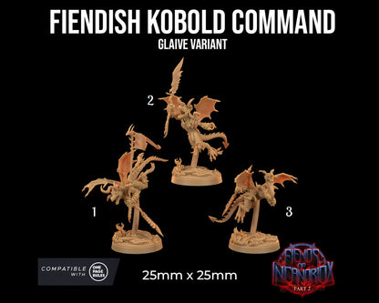 Fiendish Kobold Command | Dragon Trappers Lodge | Fiends of Incandriox | 32mm | Resin | Tabletop | Miniatures | TTRPG | DND | 5E | OPR