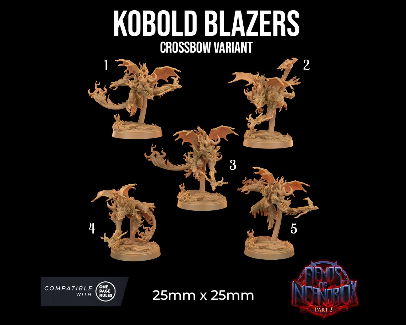 Kobold Blazers | Dragon Trappers Lodge | Fiends of Incandriox | 32mm | Resin | Tabletop | Miniatures | TTRPG | DND | 5E | OPR