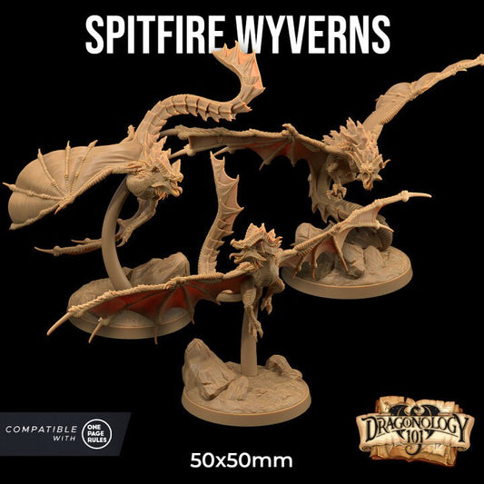 Spitfire Wyverns | Dragon Trappers Lodge | Monster | One Page Rules | 32mm | Resin Printed Tabletop RPG Figures | DND | 5E |