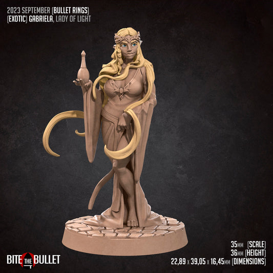 Gabriela, Lady of Light | NSFW Option | Bite The Bullet | 35mm Scale | Resin Printed Tabletop RPG Miniature Figures | DND | 5E