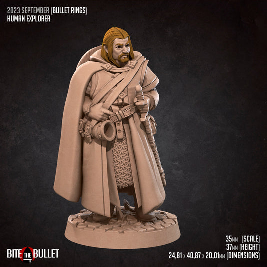 Human Explorer | Bite The Bullet | 35mm Scale | Resin Printed Tabletop RPG Miniature Figures | DND | 5E