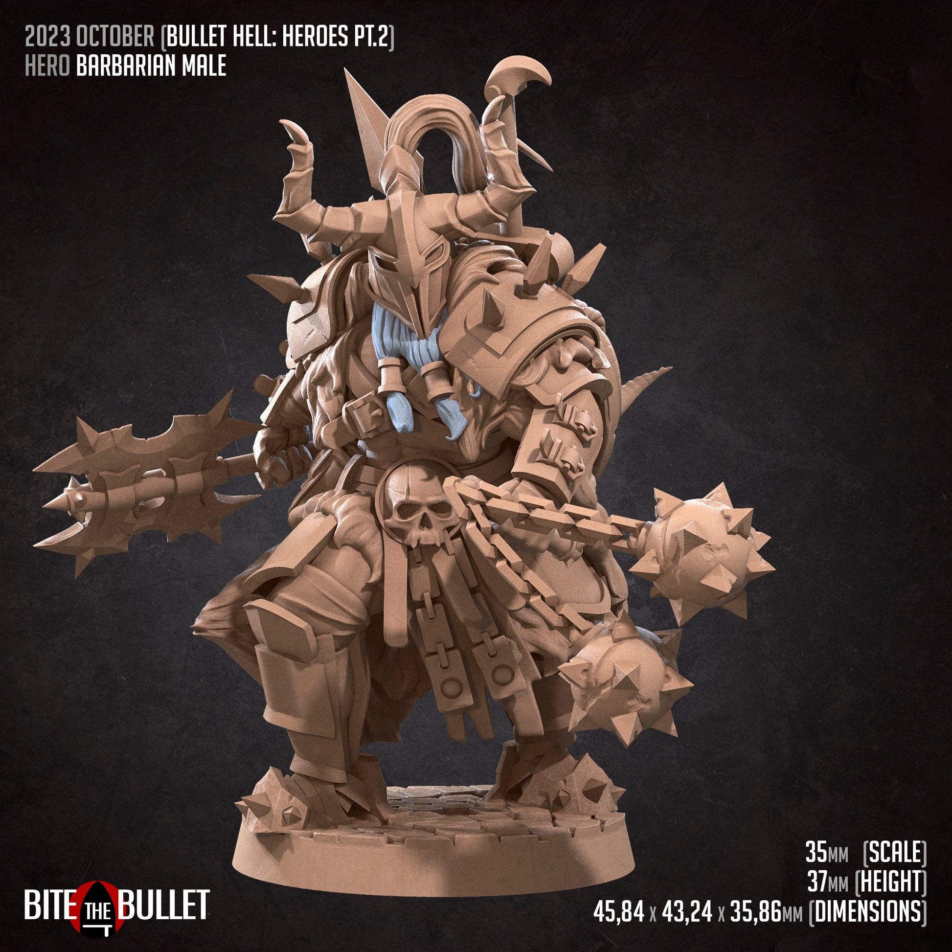 Hero Barbarian Male | Bite The Bullet | 35mm Scale | Resin Printed Tabletop RPG Miniature Figures | DND | 5E