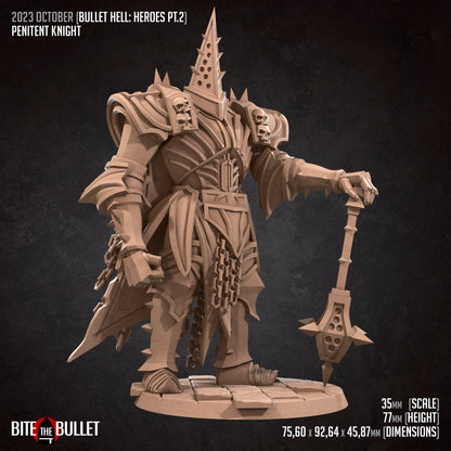 Penitent Knight | Bite The Bullet | 35mm Scale | Resin Printed Tabletop RPG Miniature Figures | DND | 5E