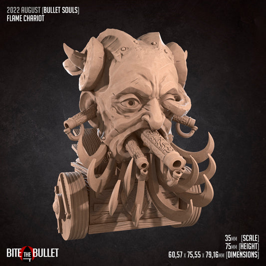 Flame Chariot | Bite The Bullet | 35mm Scale | Resin Printed Tabletop RPG Miniature Figures | DND | 5E