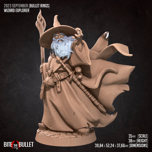 Wizard Explorer | Bite The Bullet | 35mm Scale | Resin Printed Tabletop RPG Miniature Figures | DND | 5E