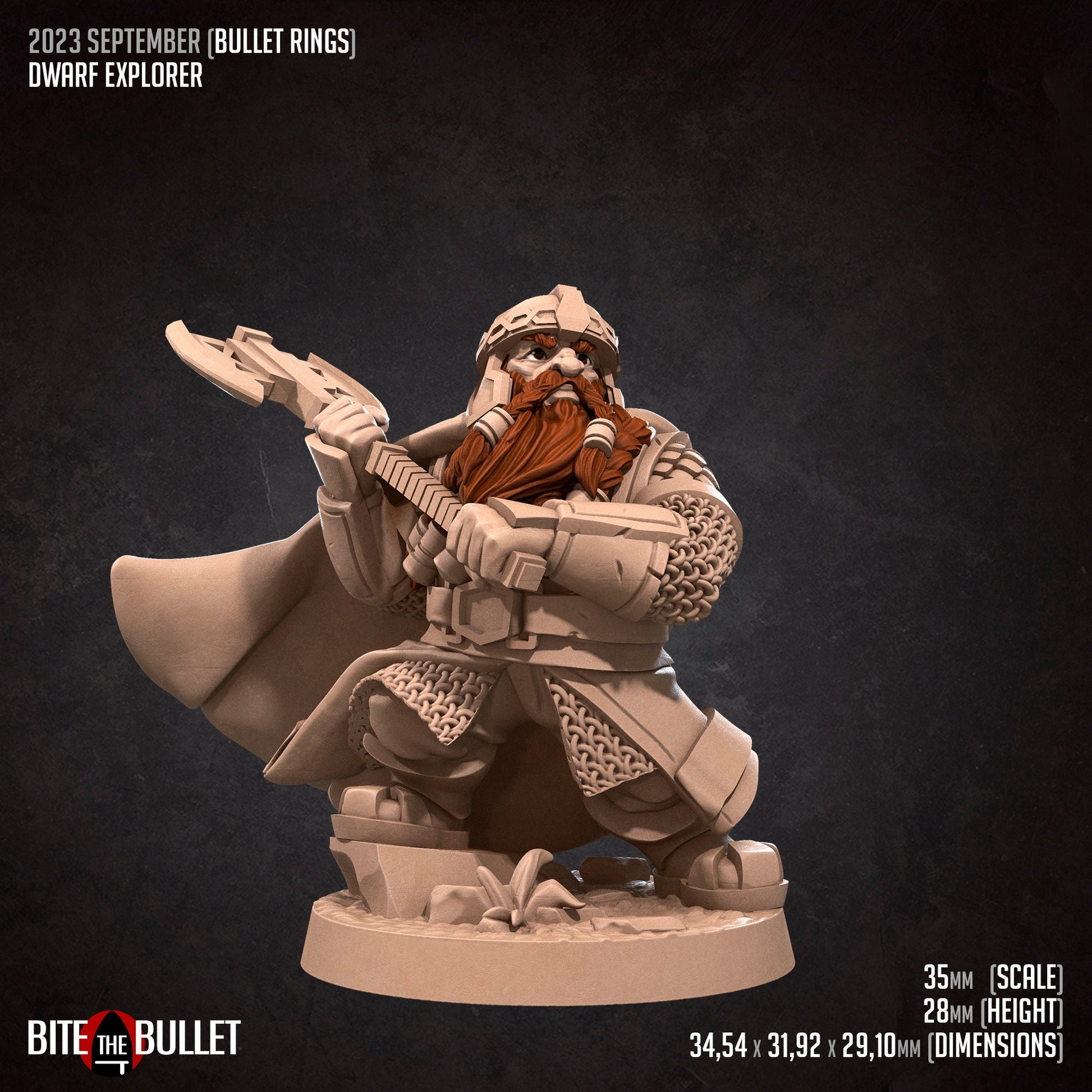 Dwarf Explorer | Bite The Bullet | 35mm Scale | Resin Printed Tabletop RPG Miniature Figures | DND | 5E