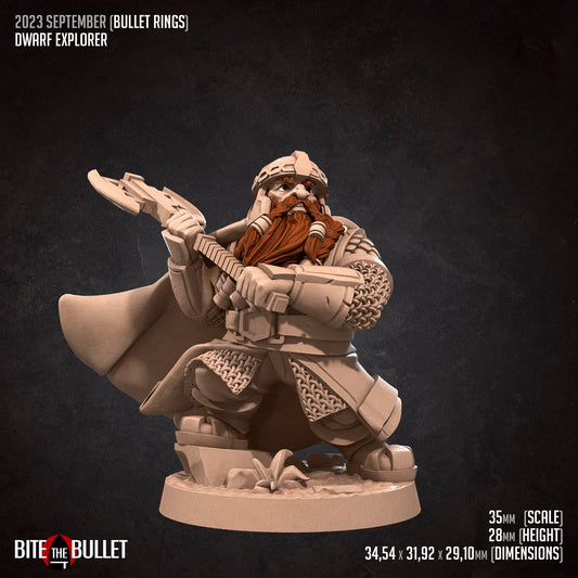 Dwarf Explorer | Bite The Bullet | 35mm Scale | Resin Printed Tabletop RPG Miniature Figures | DND | 5E
