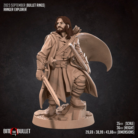 Ranger Explorer | Bite The Bullet | 35mm Scale | Resin Printed Tabletop RPG Miniature Figures | DND | 5E