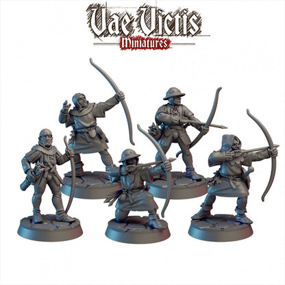 Bowman Set (5 Minis) | Vae Victis Miniatures | 32mm Scale | Resin Printed Tabletop RPG Figures | Unleash The Archers | DND | 5E