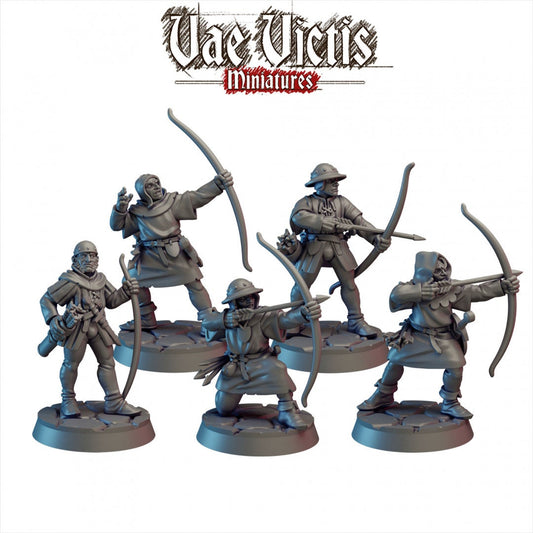 Bowman Set (5 Minis) | Vae Victis Miniatures | 32mm Scale | Resin Printed Tabletop RPG Figures | Unleash The Archers | DND | 5E