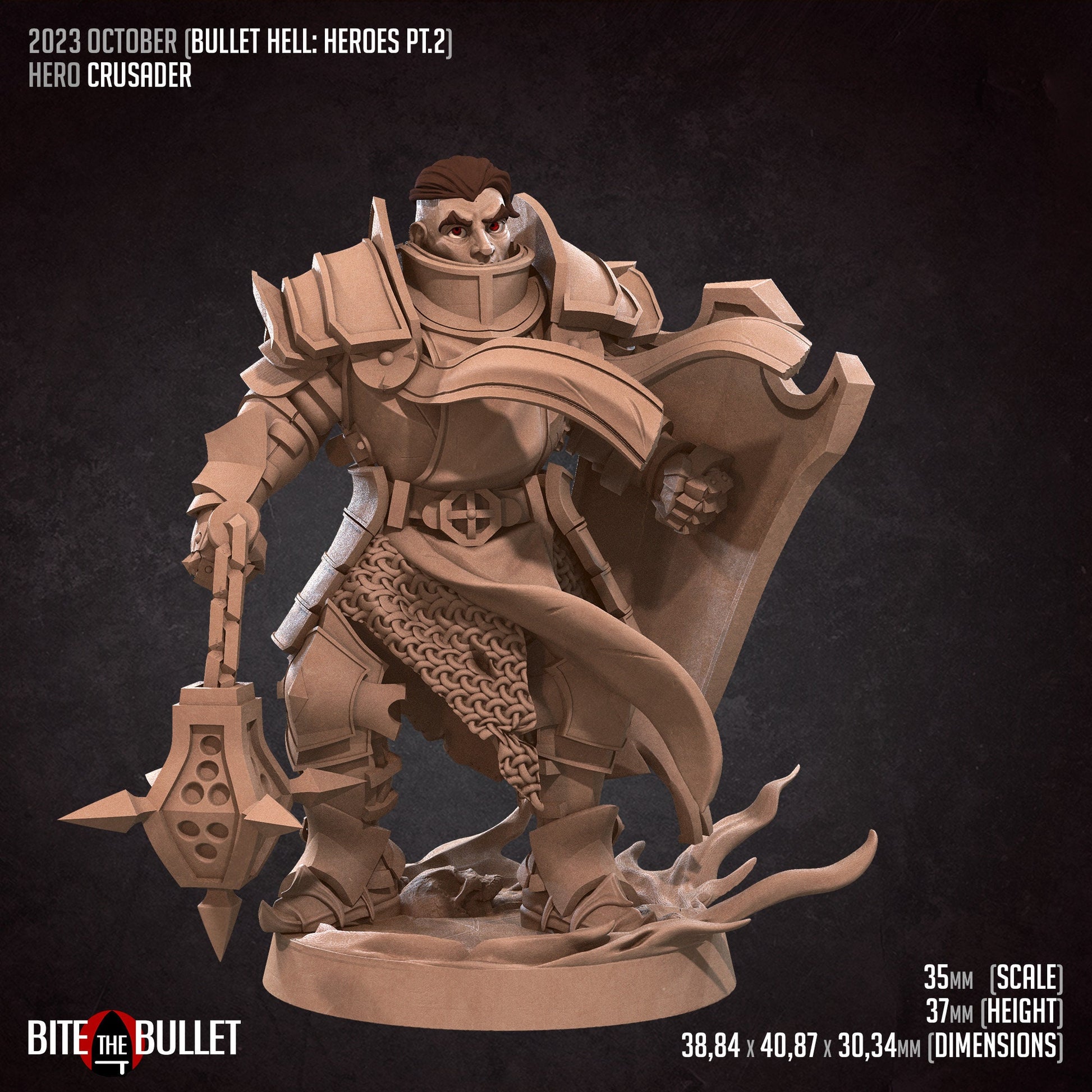 Hero Crusader | Bite The Bullet | 35mm Scale | Resin Printed Tabletop RPG Miniature Figures | DND | 5E