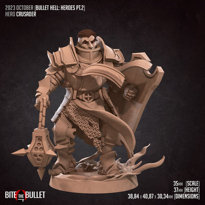 Hero Crusader | Bite The Bullet | 35mm Scale | Resin Printed Tabletop RPG Miniature Figures | DND | 5E
