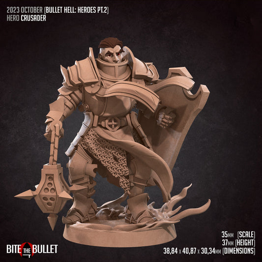 Hero Crusader | Bite The Bullet | 35mm Scale | Resin Printed Tabletop RPG Miniature Figures | DND | 5E