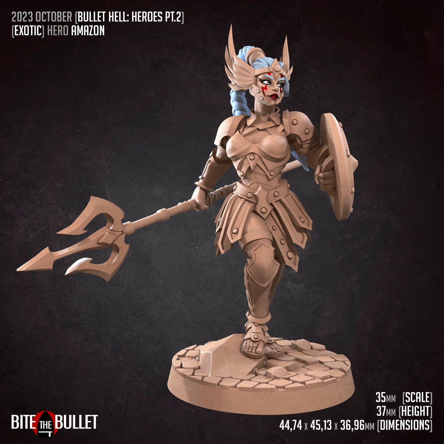 Hero Amazon | NSFW Option | Bite The Bullet | 35mm Scale | Resin Printed Tabletop RPG Miniature Figures | DND | 5E